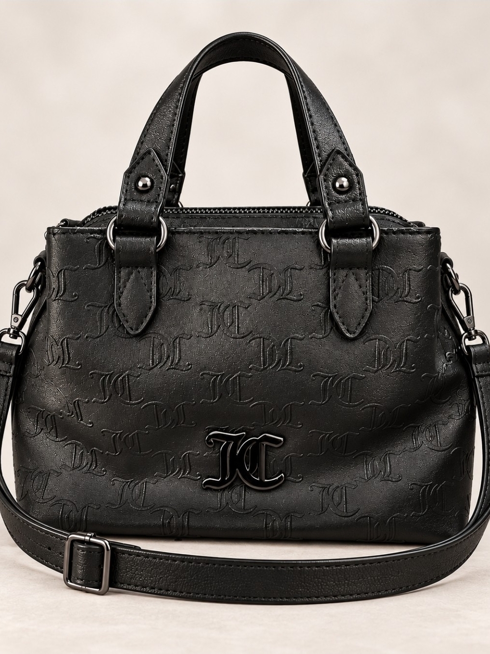 Juicy Couture Black Embossed JC Logo Satchel